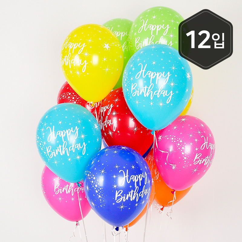 [셈퍼텍스] 30cm Radiant Happy Birthday 일반혼합 [12입 소포장]