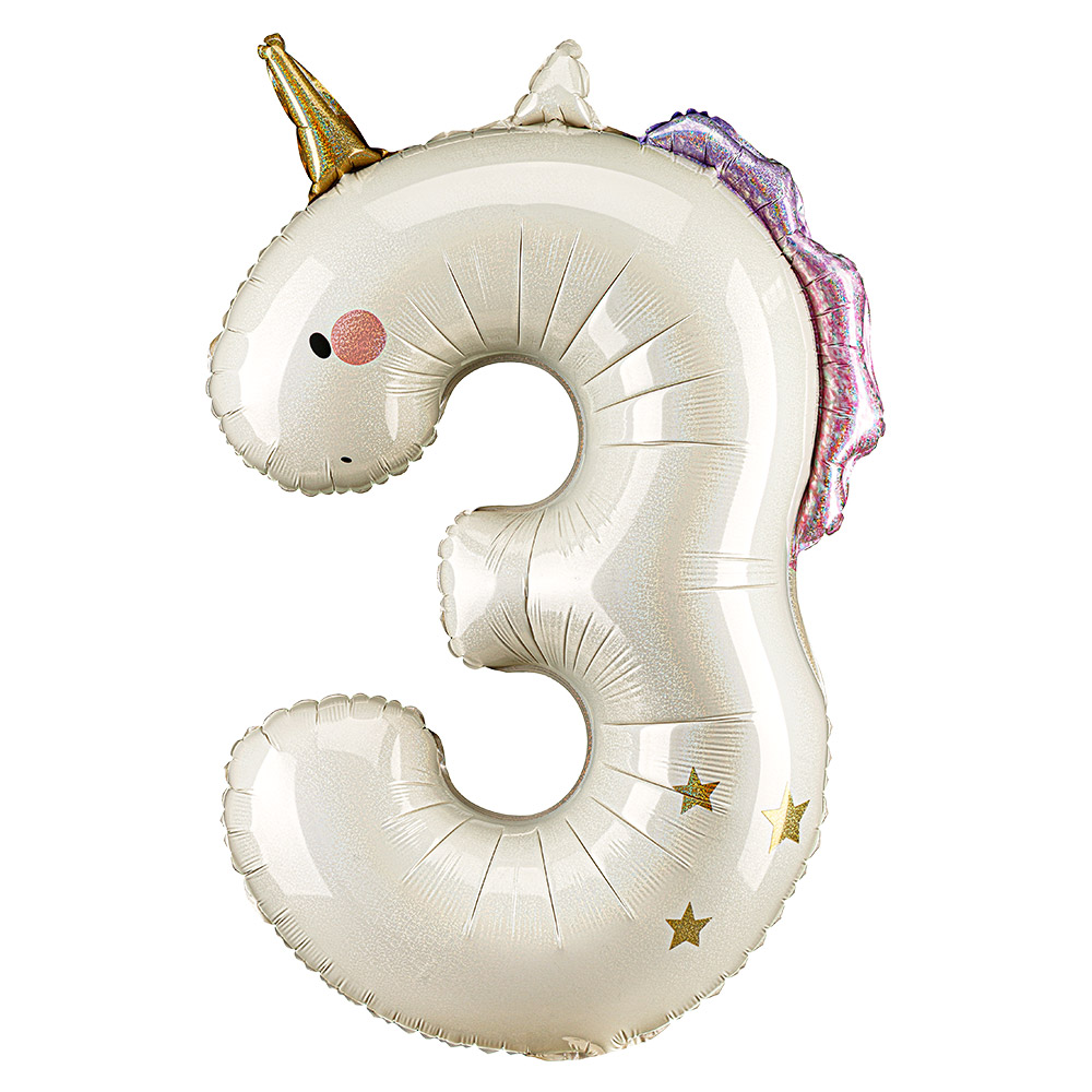 [파티데코] 유니콘숫자은박3 [93cm]
