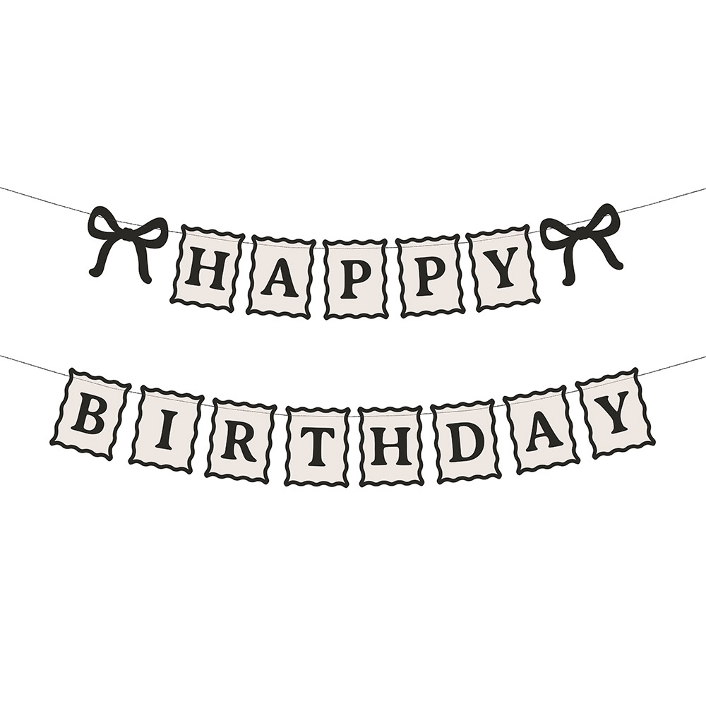 [파티데코] 생일가랜드 리본엣지블랙