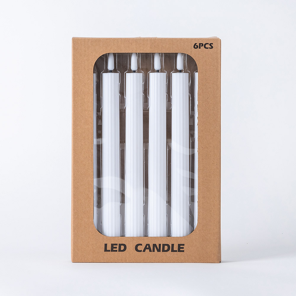 LED테이퍼캔들 화이트 30cm 촛대포함 [6개한팩]