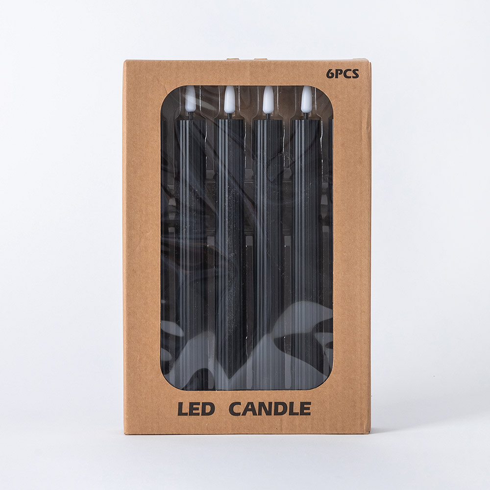 LED테이퍼캔들 블랙 30cm 촛대포함 [6개한팩]